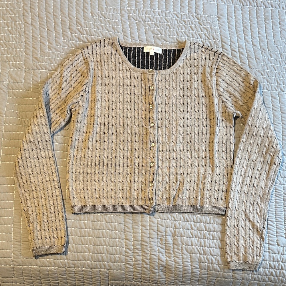 Ultra Flirt Textured Knit Cardigan in Beige